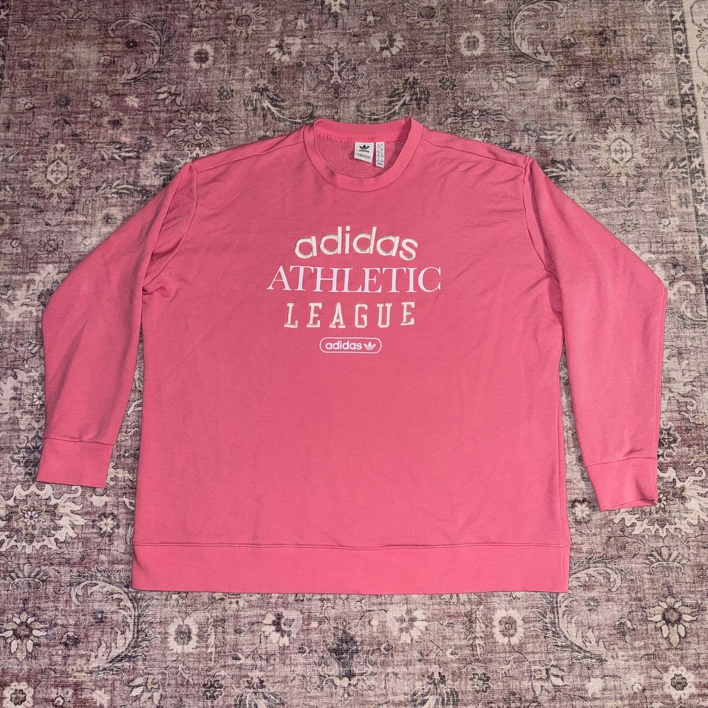 Adidas Originals Retro Luxury Pink Oversized Graphic Crewneck Sweatshirt 2X